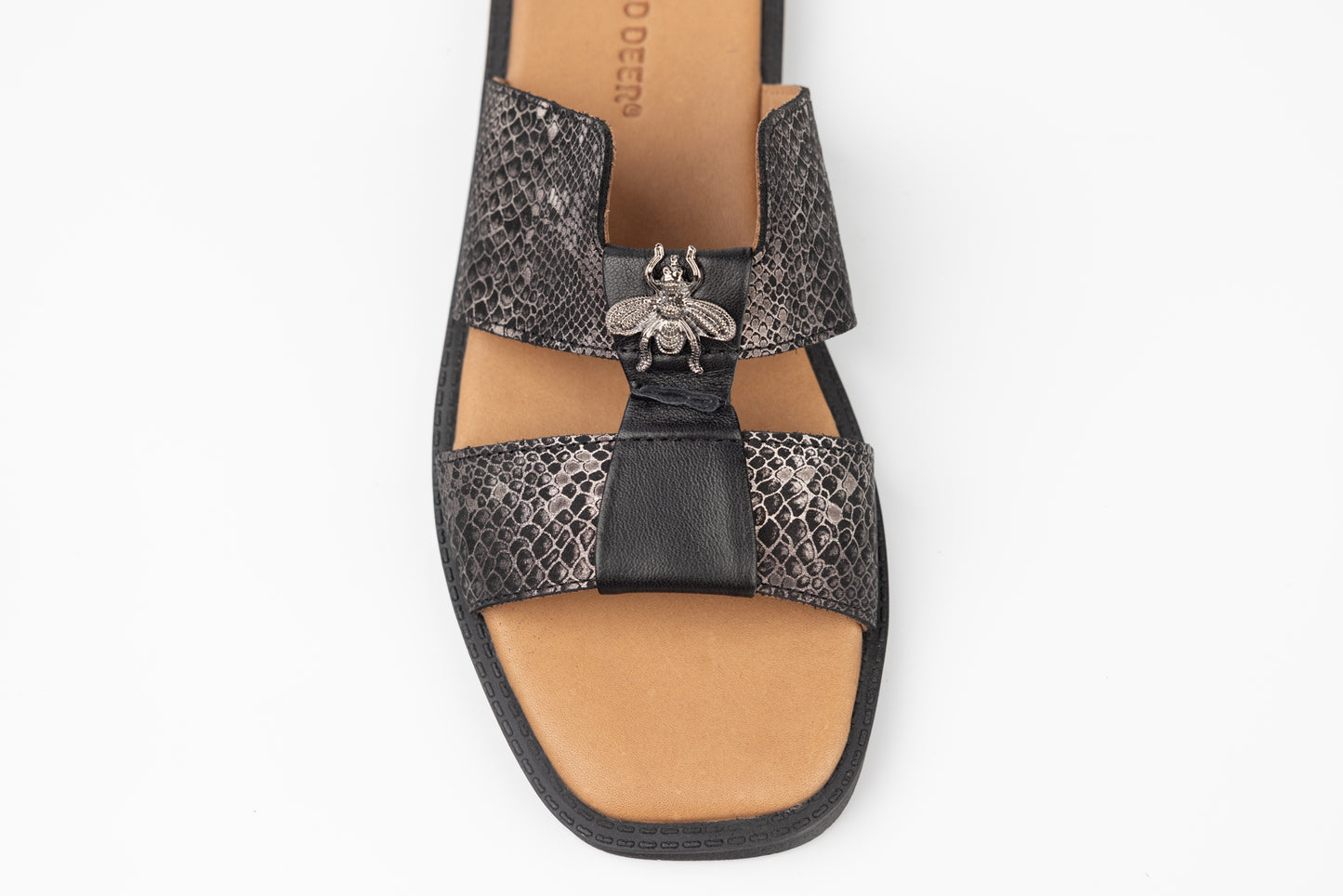 Slapi dama piele naturală GOLD DEER 3177 Șarpe N