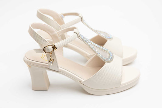 Women's eco-leather sandals FORMAZIONE 1185 Cream