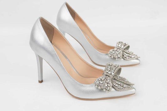 Women's stiletto shoes made of genuine leather BOTTA 1-178 Silver