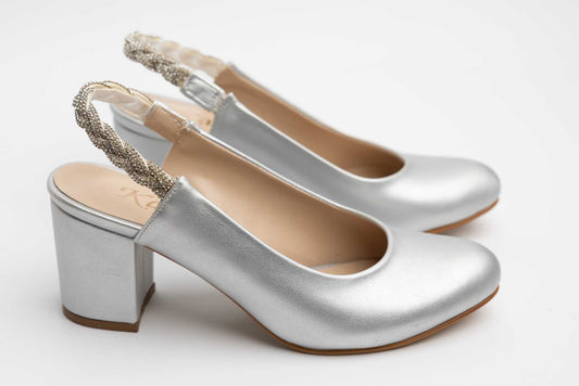 Women's eco-leather shoes KARIN 082 Box silver