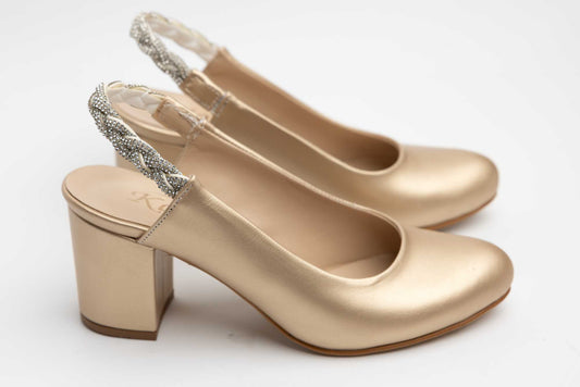 Women's eco-leather cut-out shoes KARIN 082 Box gold