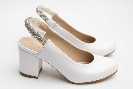 Eco leather bridal shoes KARIN 082 Box white