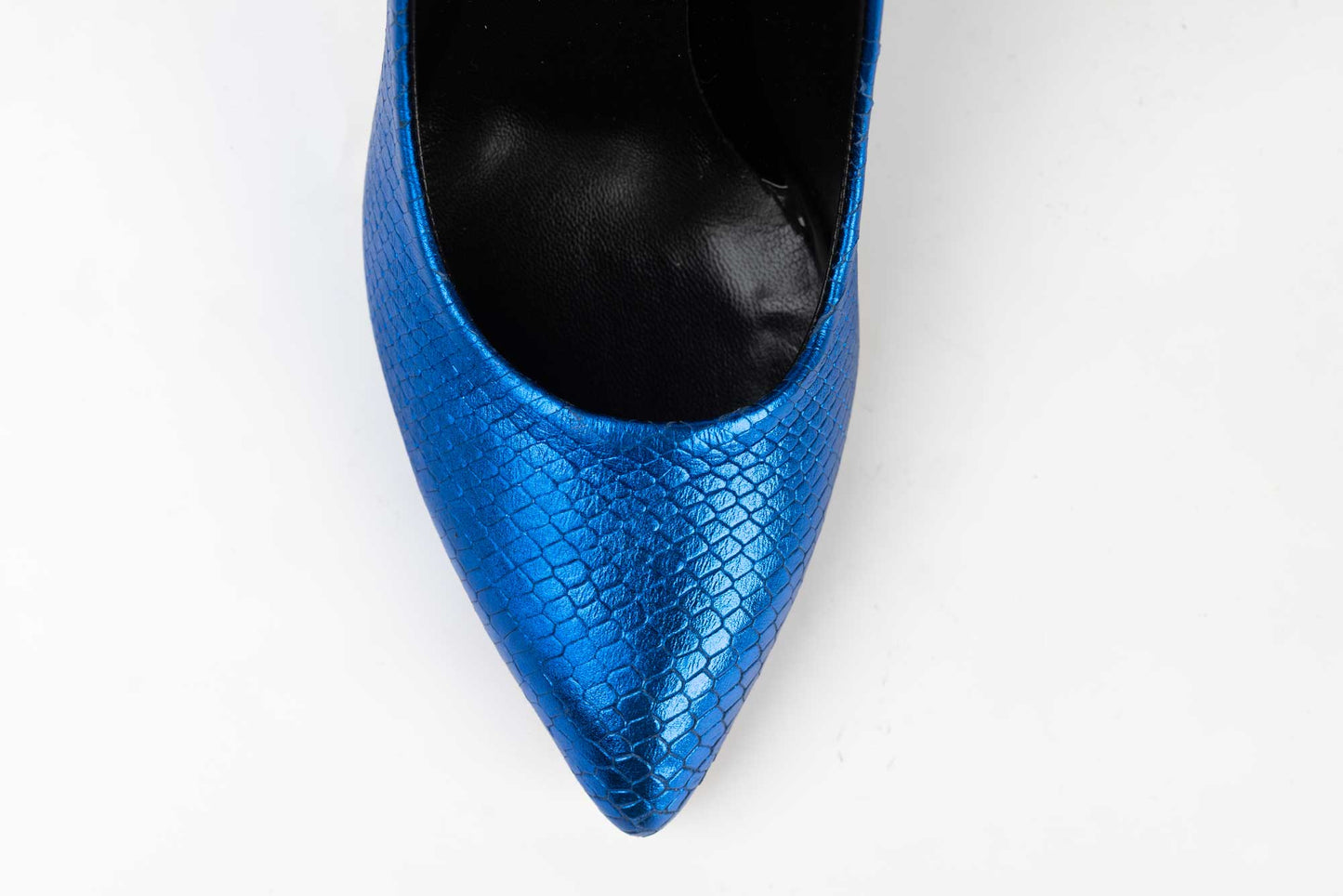 Women's stiletto shoes made of genuine leather BOTTA 03 Snake blue