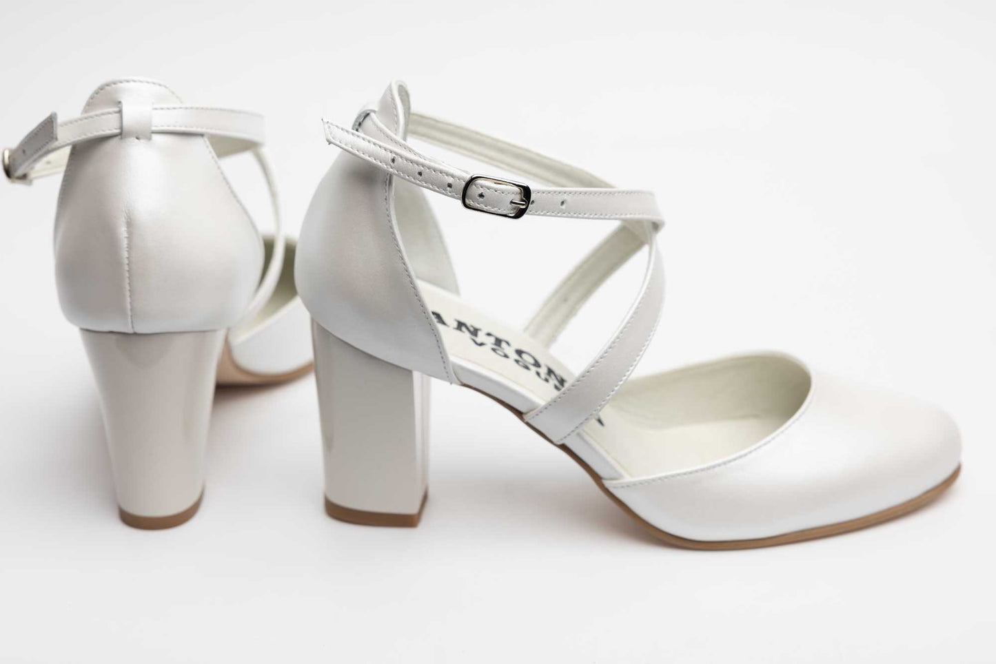 Pantofi mireasa piele naturala ANTONIO 336 Alb box