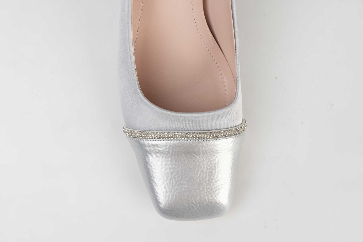 Women's satin shoes LONDON 718-14 Silver satin