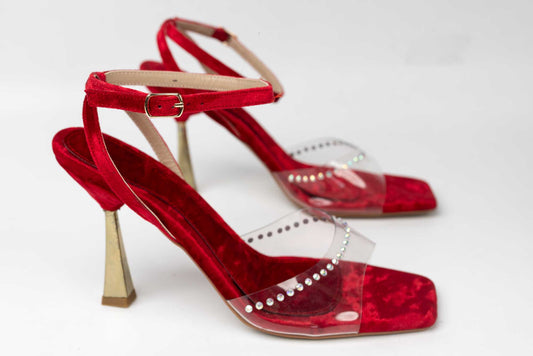 Women's satin sandals LONDON 0400-16 Red