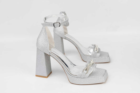 Women's eco-leather sandals LONDON 301-17 Silver