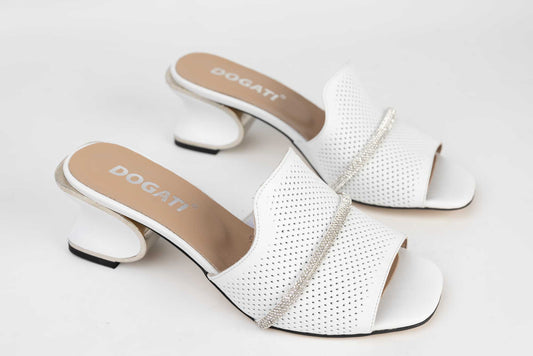 Women's clogs in natural leather, studded DOGATI 532 White