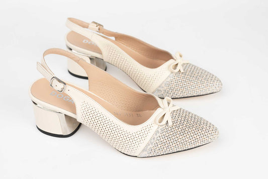 Women's shoes natural leather studded DOGATI 563 Beige/ LSD 2500 Beige