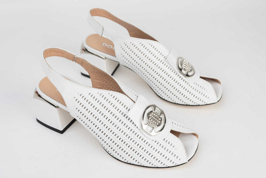 Women's perforated natural leather sandals DOGATI 529 White