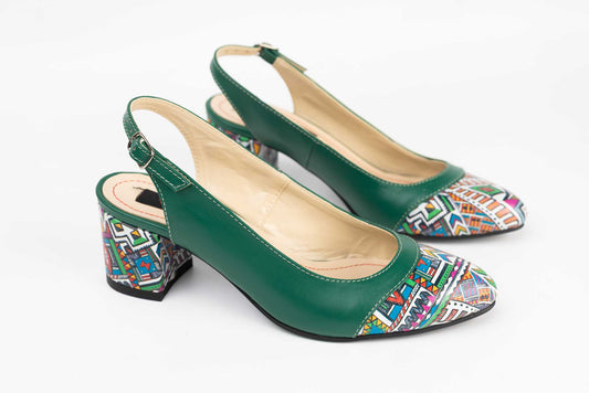 Women's genuine leather shoes size 55 Green