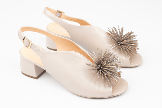 Women's genuine leather cutout sandals SALA 20715 Beige