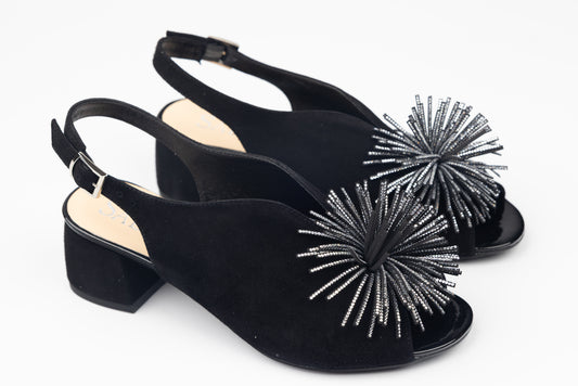 Women's sandals made of genuine suede leather with cutouts SALA 20715 N vel