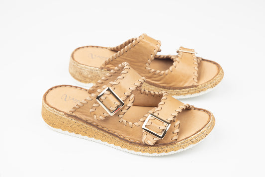 Women's genuine leather slippers ANNA VIOTI 25586 Beige