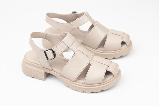 Women's genuine leather sandals ANNA VIOTI 494 Beige