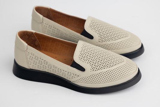 Pantofi dama piele naturală perforata LSD 89 Bej