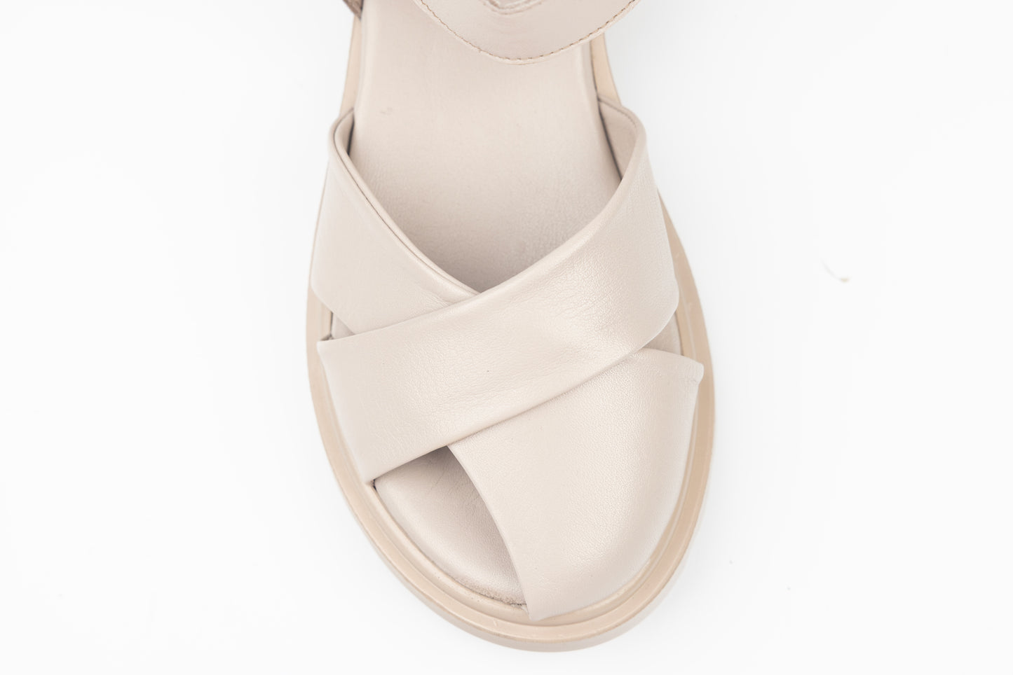 Women's genuine leather sandals ANNA VIOTI Beige