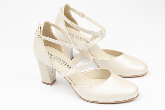 Women's genuine leather shoes ANTONIO 336 Pearl beige