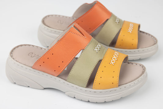 Saboți damă piele naturală ANNA VIOTI 375 Orange