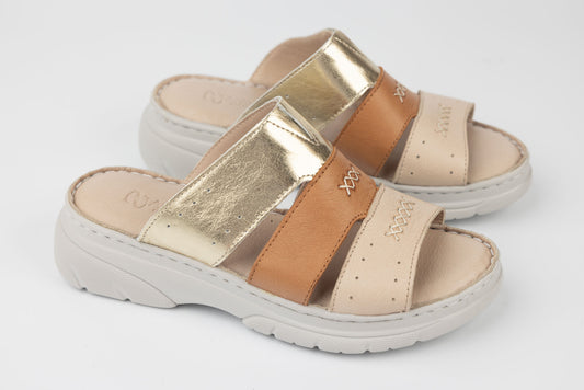 Saboți damă piele naturală ANNA VIOTI 375 Auriu