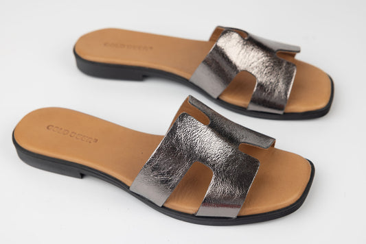 Women's genuine leather slippers GOLD DEER 3175 Nikel