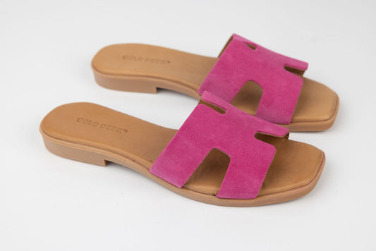 Women's genuine leather slippers GOLD DEER 3175 Fuxia