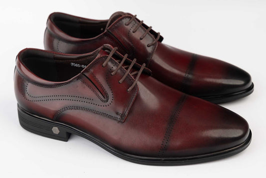 Elegant men's shoes made of genuine leather ELDEMAS 7065-844 Bordeaux lacquer