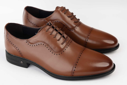 Men's elegant genuine leather shoes ELDEMAS 066-023 Brown