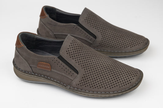 Genuine leather shoes GORETTI 1-106 Perforated gray