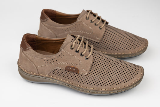 Men's genuine leather shoes GORETTI 6-106 Perforated gray