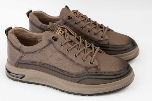 Casual shoes genuine leather JOHAN SPORT 28603 KHAKI
