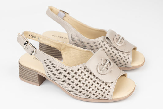 Women's genuine leather sandals BETINA 7501 Taupe
