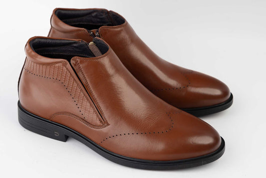 Men's boots made of genuine leather ELDEMAS 788-023 Brown