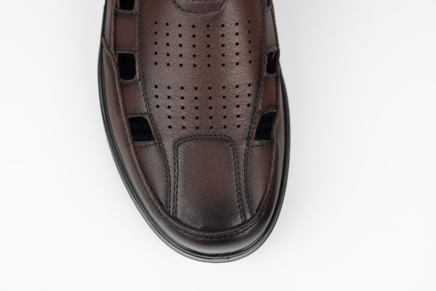 Men's genuine leather cut-out shoes JOHAN 1003 Brown perf