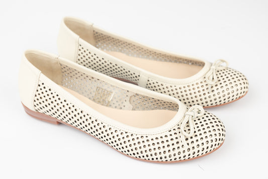 Balerini dama piele naturală perforați PREGO 1105 Bej