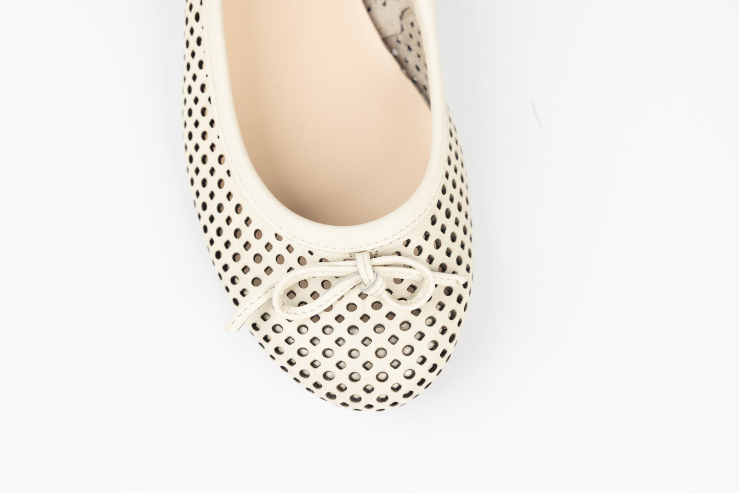 Women's perforated genuine leather ballerinas PREGO 1105 Beige