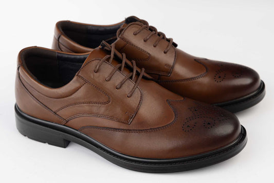 Men's casual shoes made of genuine leather 22185-1 Brown