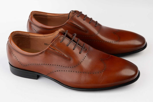 Elegant men's shoes made of genuine leather ELDEMAS 003-037 Brown