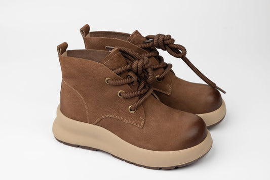 Women's genuine leather boots FEELING 8853 Brown