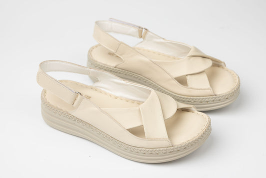 Women's genuine leather sandals ADELINE Mara beige