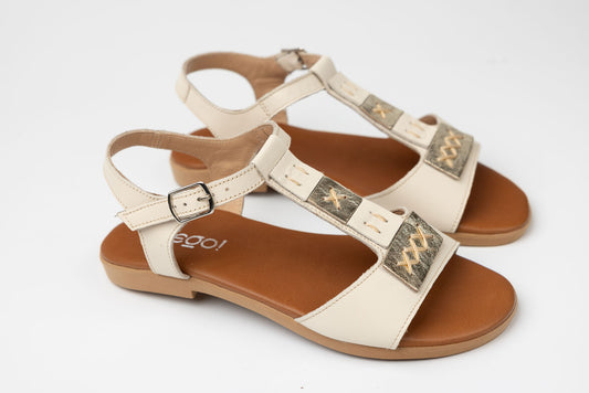 Women's sandals made of genuine leather PREGO 402 Cream