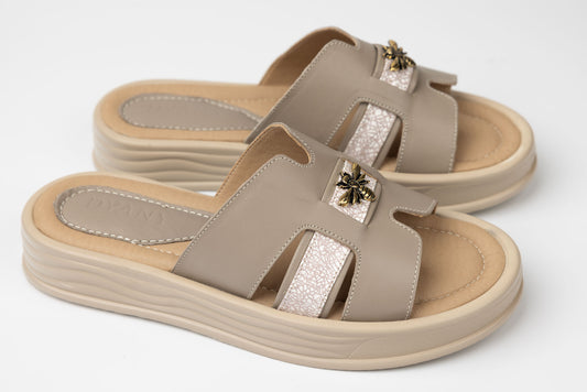 Women's genuine leather slippers DYANY 707 Sand