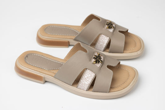 Women's genuine leather slippers DYANY 708 Sand