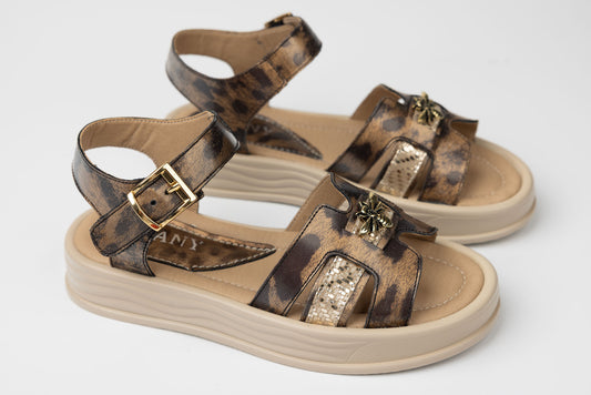 Women's genuine leather sandals DYANY 7071 Leopard