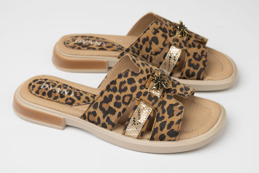 Women's genuine leather slippers DYANY 708 Leopard
