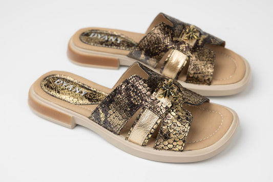 Women's genuine leather slippers DYANY 708 Leopard