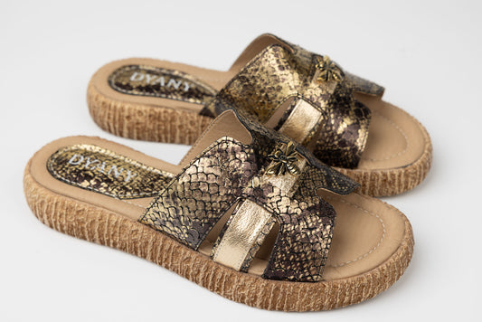 Women's genuine leather slippers Dyany 25025 AU snake