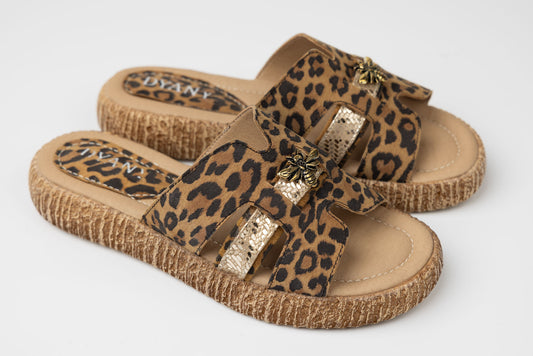 Women's genuine leather slippers Dyany 25025 Leopard