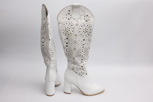 Women's boots, genuine leather PERLA 1750, perfect white