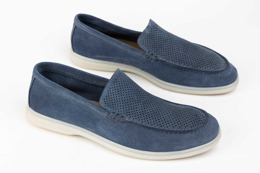 Men's casual shoes made of genuine leather RIDGE 01 BLUE